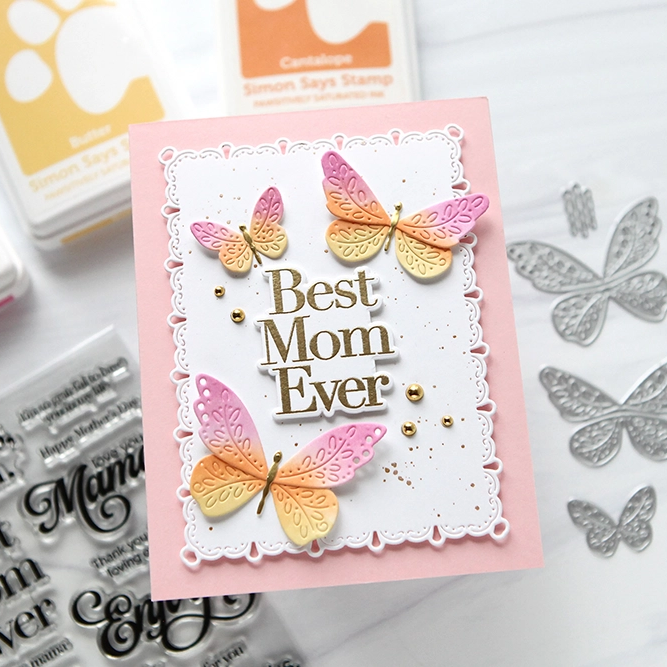 Simon Says Stamp Flourish Butterfly Trio Wafer Dies s1092 In My Heart Mother's Day Card CZ Design | color-code:ALT03