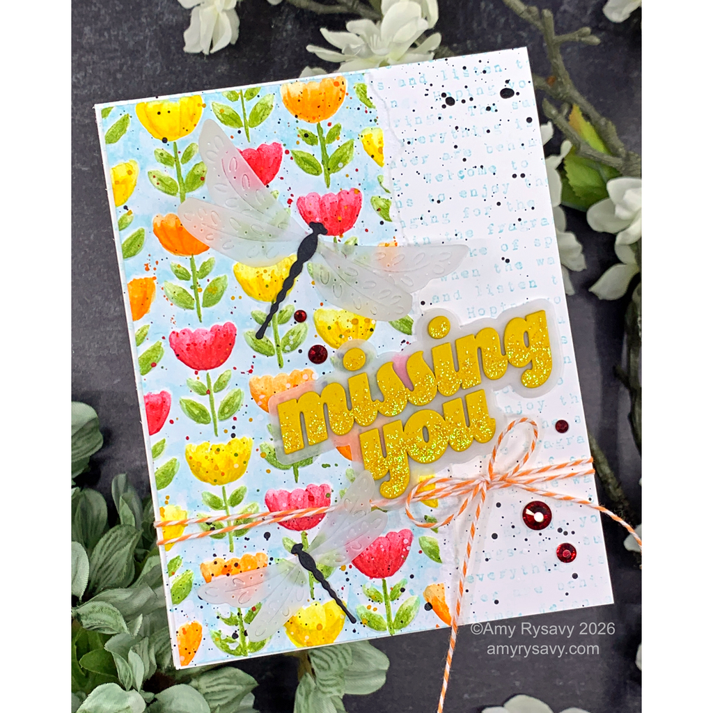 Simon Says Stamp Flourish Dragonfly Duo Wafer Dies s1093 In My Heart Missing You Card Amy Rysavy | color-code:ALT02