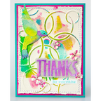 Simon Says Stamp Flourish Hummingbird Wafer Dies s1134 Every Happiness Colorful Bird Thanks Card
