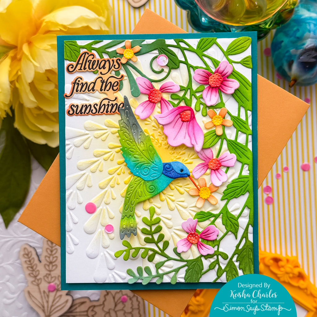 Simon Says Stamp Flourish Hummingbird Wafer Dies s1134 Every Happiness Keisha Charles Tropical Card
