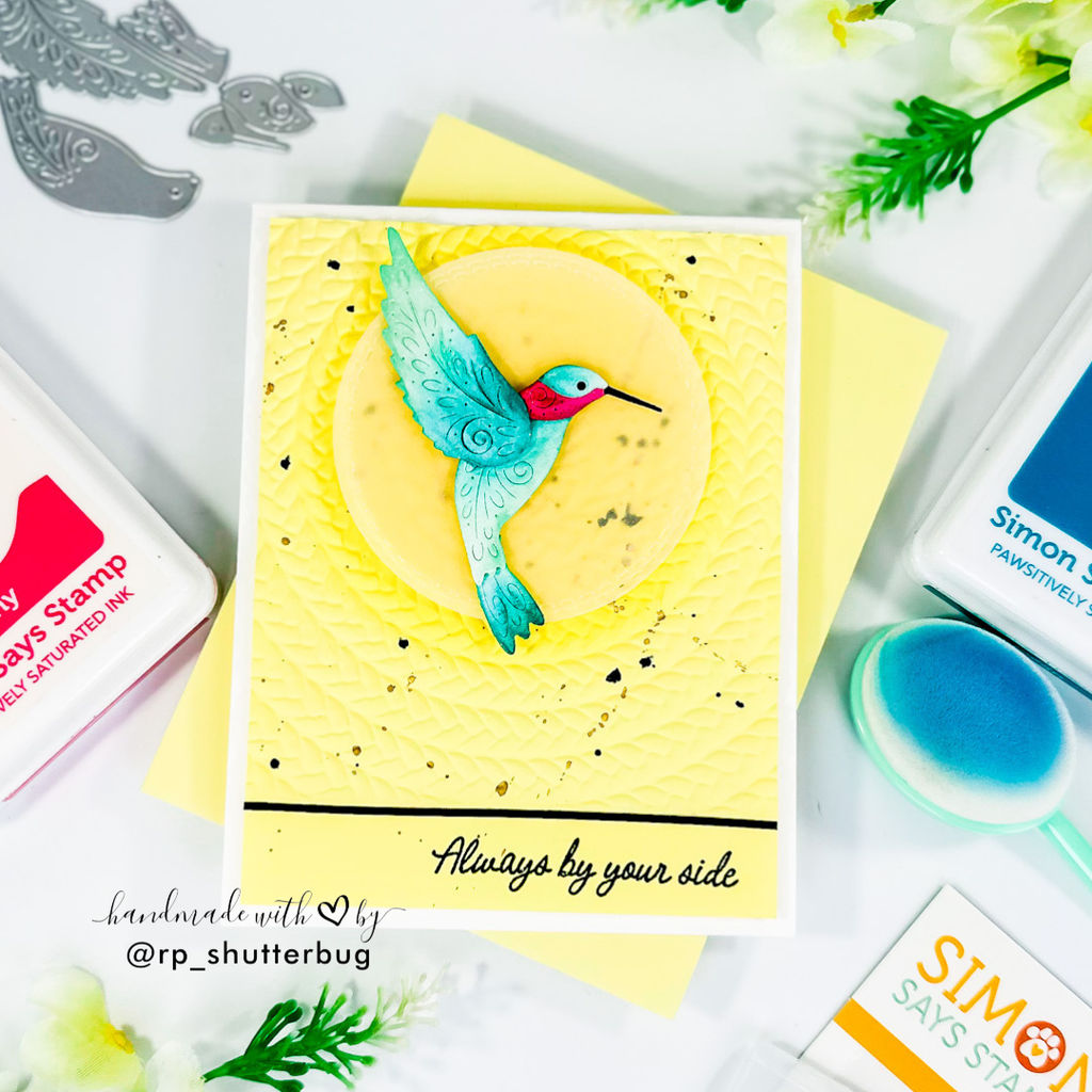 Simon Says Stamp Flourish Hummingbird Wafer Dies s1134 Every Happiness Revati Panekar Yellow Card