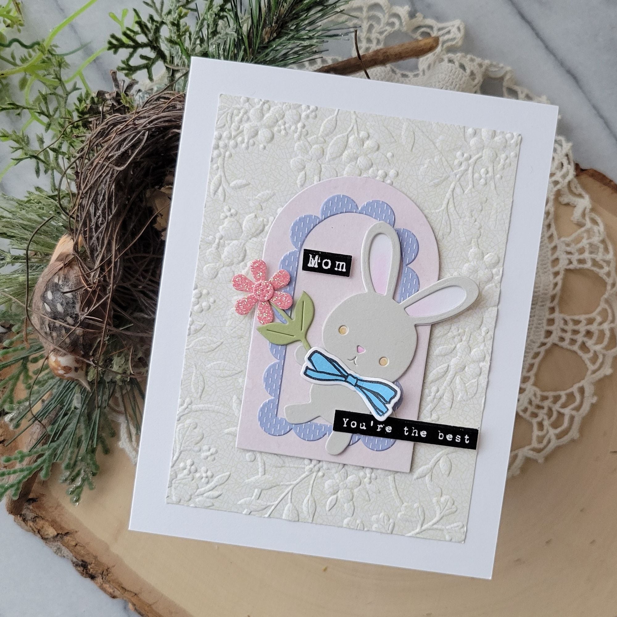 Simon Says Stamp Flower Bunny Wafer Dies s1121 In My Heart Mom, You're the Best Card | color-code:ALT04