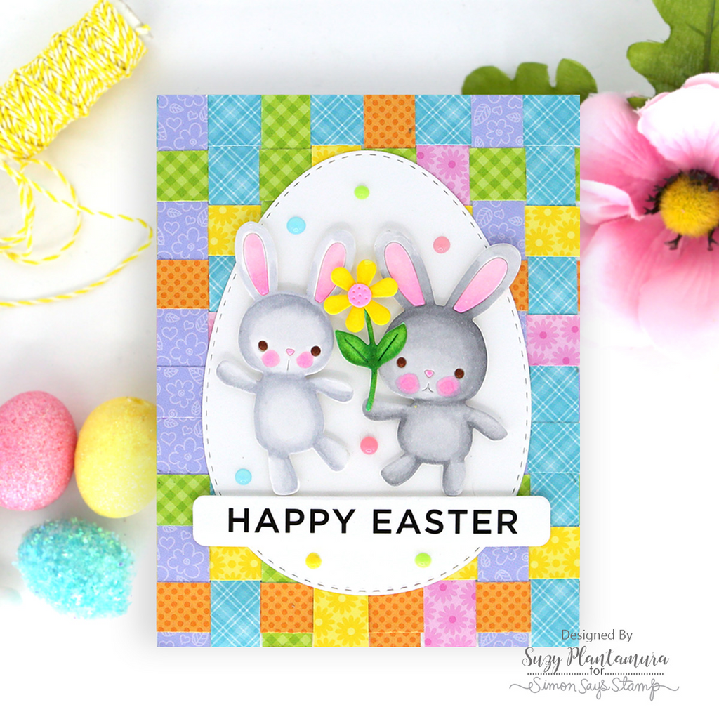 Simon Says Stamp Flower Bunny Wafer Dies s1121 In My Heart Two Bunny Easter Card Suzy Plantmura | color-code:ALT02