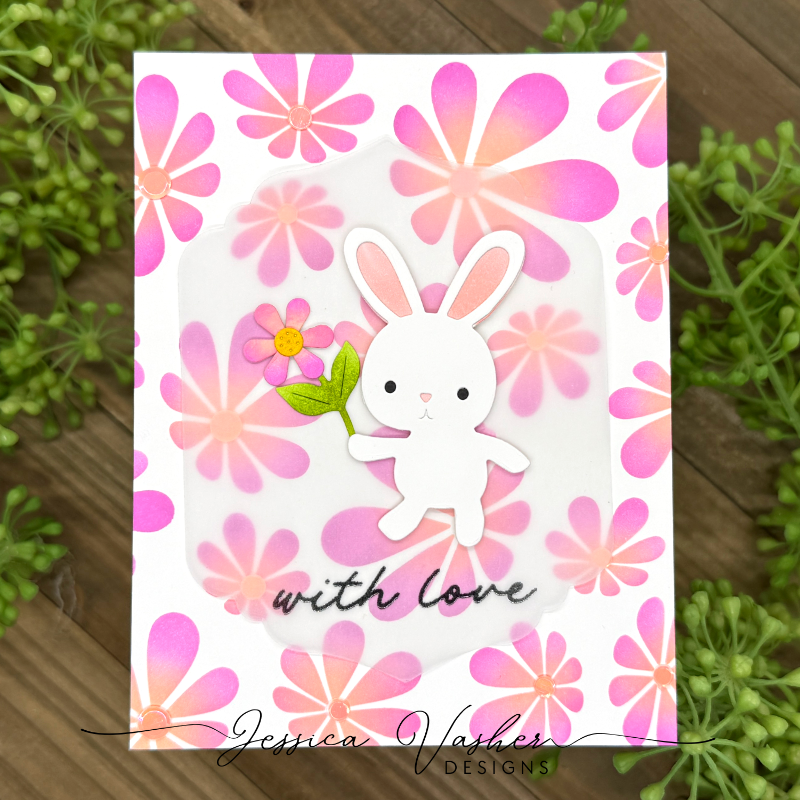 Simon Says Stamp Flower Bunny Wafer Dies s1121 In My Heart With Love Card