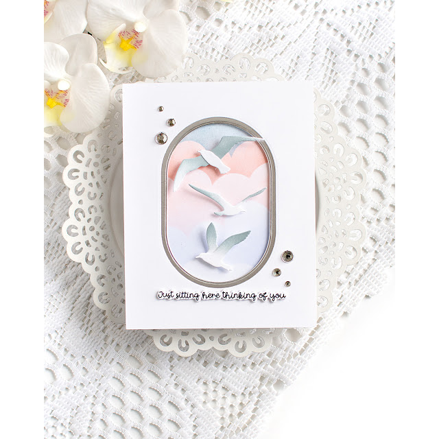 Simon Says Stamp Flying Gulls Seagulls Wafer Dies s1168 Shine On Heather Hoffman Serene Ocean Thinking of You Card | color-code:ALT02