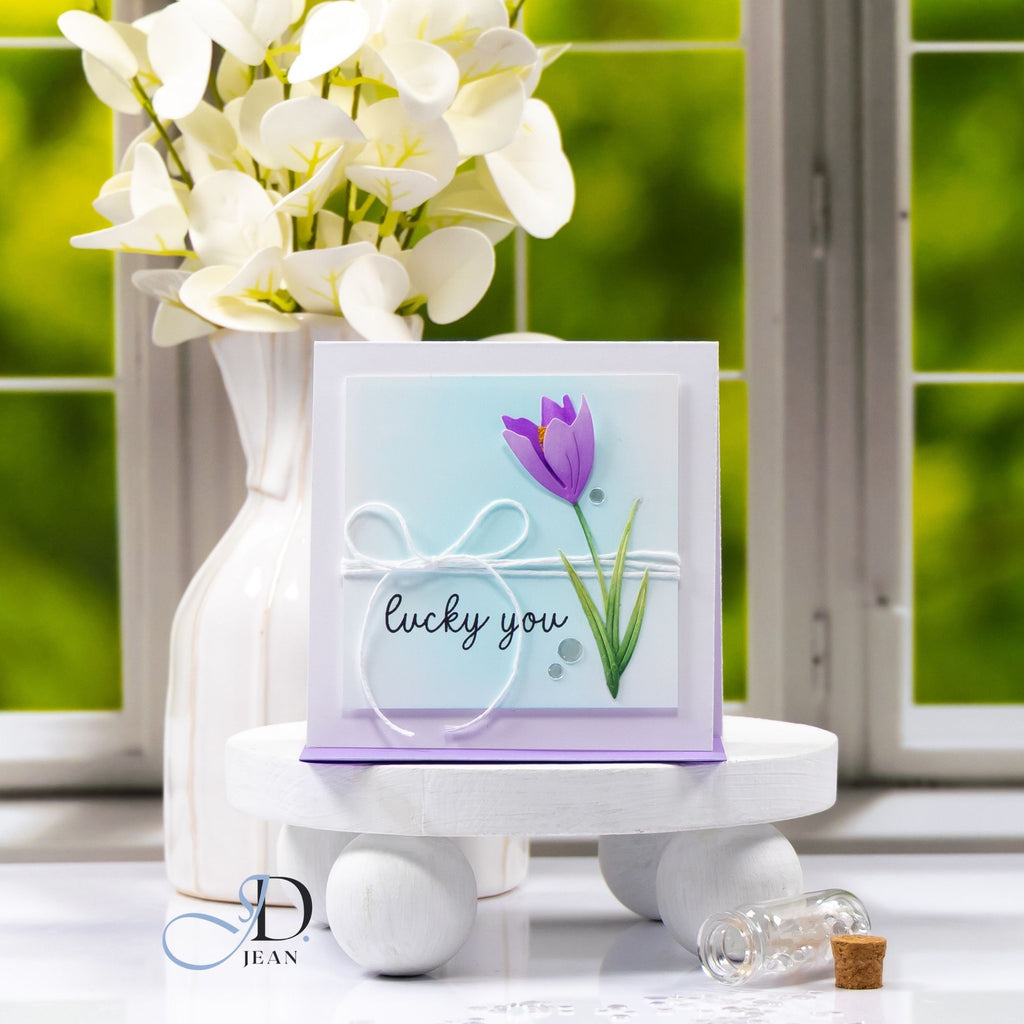 Simon Says Stamp Fresh Crocus Duo Wafer Dies s1107 In My Heart Lucky You Card