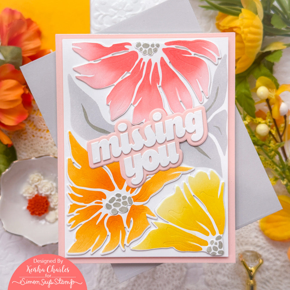 Simon Says Stamp Friendly Blossoms Wafer Dies 1562sdc In My Heart Missing You Card | color-code:ALT04