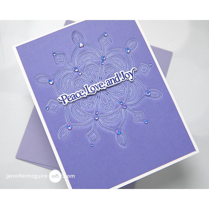 Simon Says Stamp Frozen Fractal Hope Wafer Dies 1746sd Stamptember Jennifer McGuire Purple Christmas Card