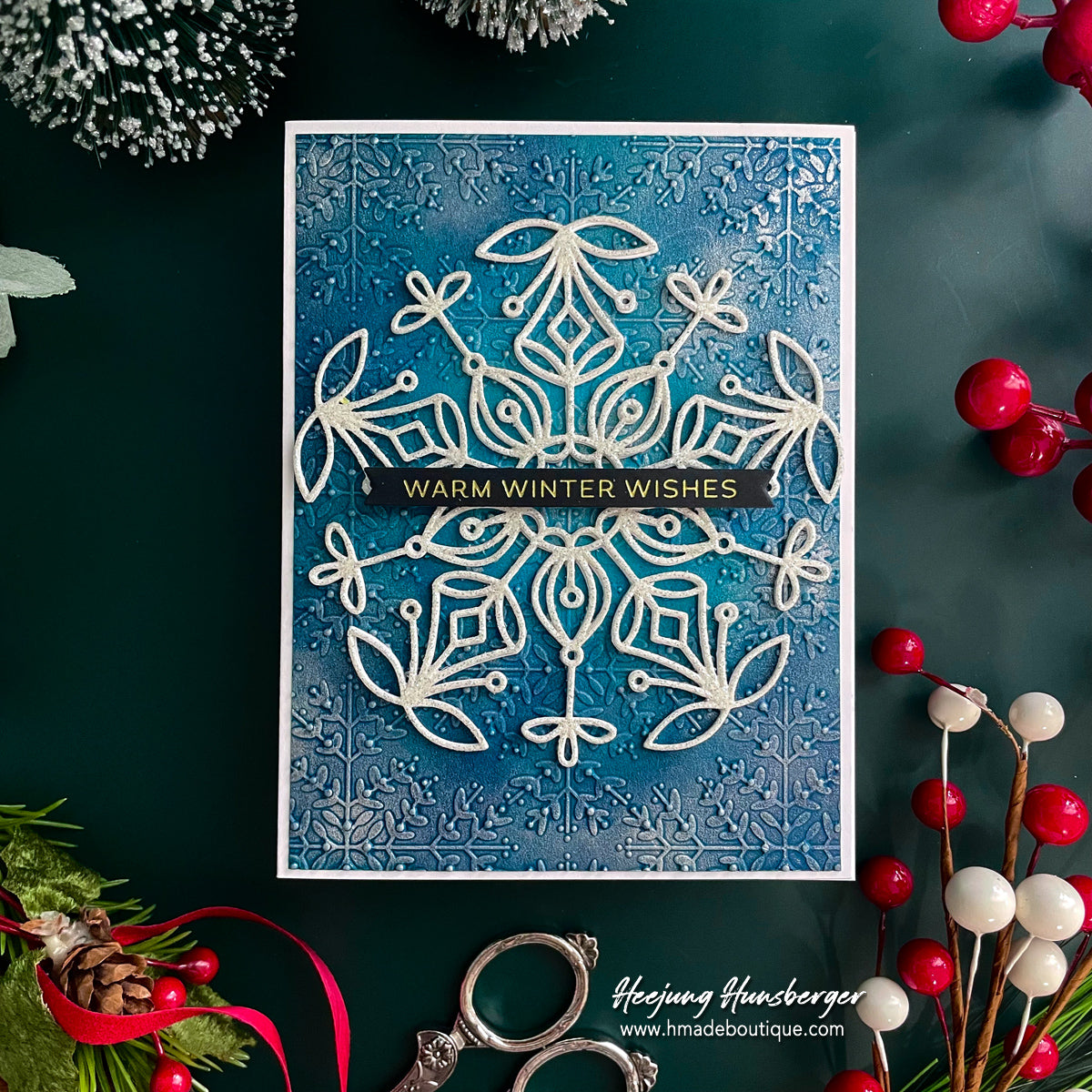 Simon Says Stamp Frozen Fractal Peace Wafer Dies 1743sd Stamptember Heejung Hunsberger Winter Wishes  Card