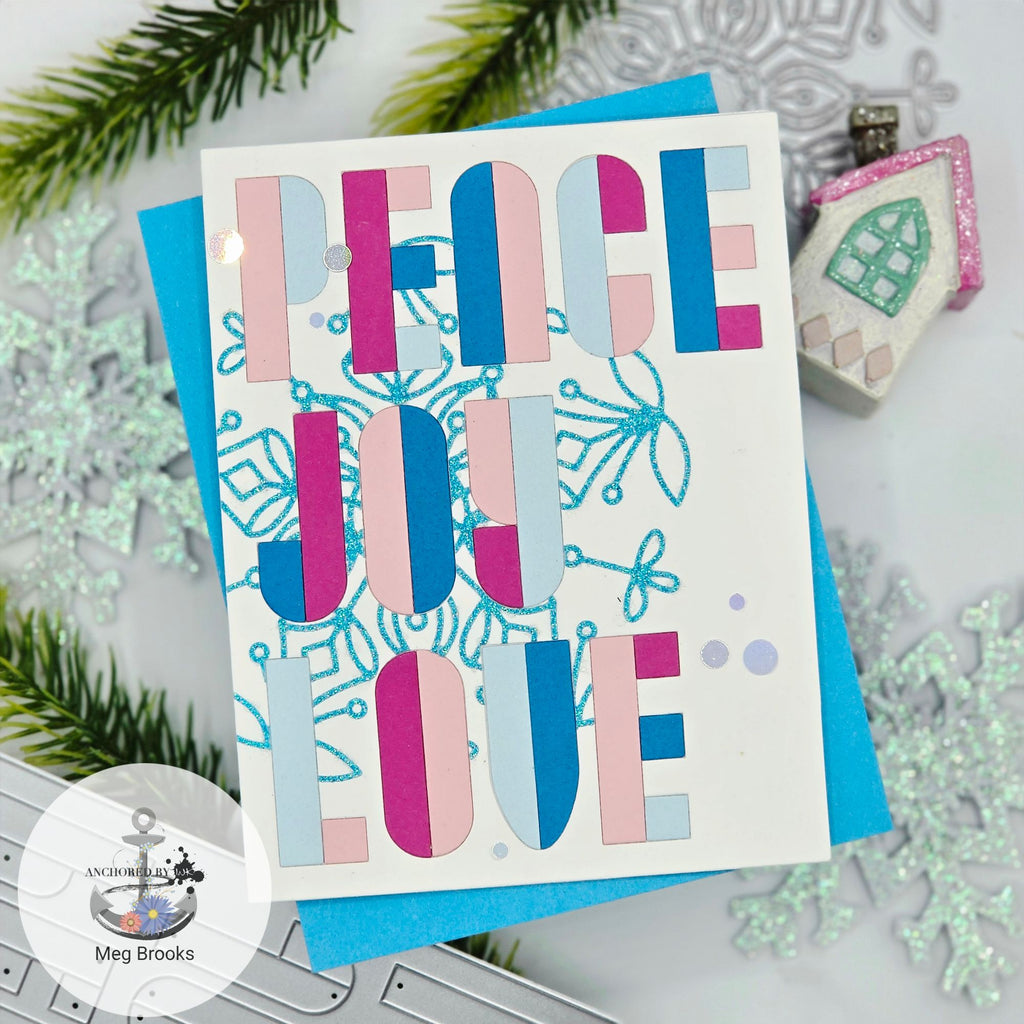 Simon Says Stamp Frozen Fractal Peace Wafer Dies 1743sd Stamptember Meg Brooks Peace Joy Love  Card