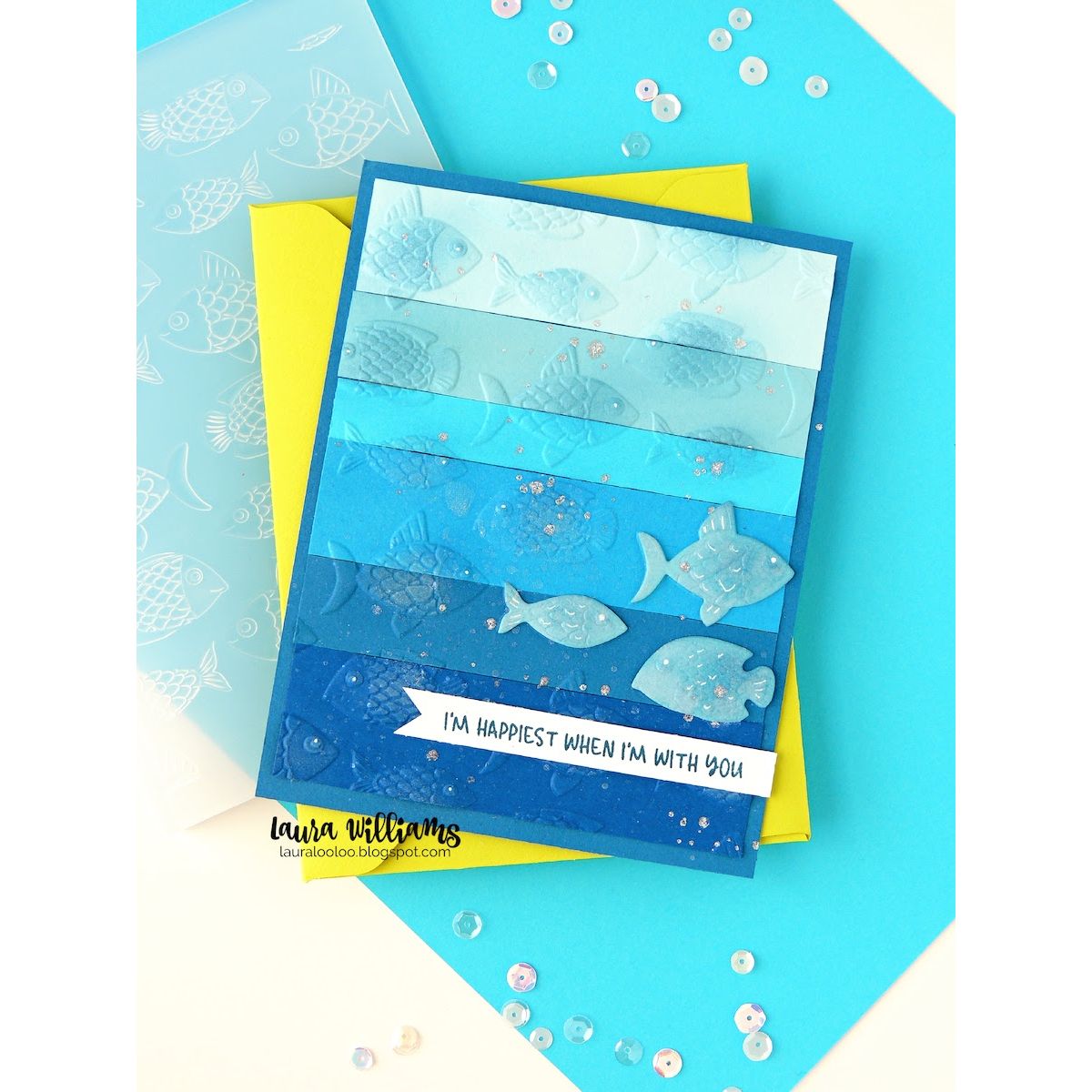 Simon Says Stamp Fun Fish Wafer Dies s1170 Shine On Colorful Fish Shaker Card Keisha Charles Happiest When I'm With You Card Laura Williams
