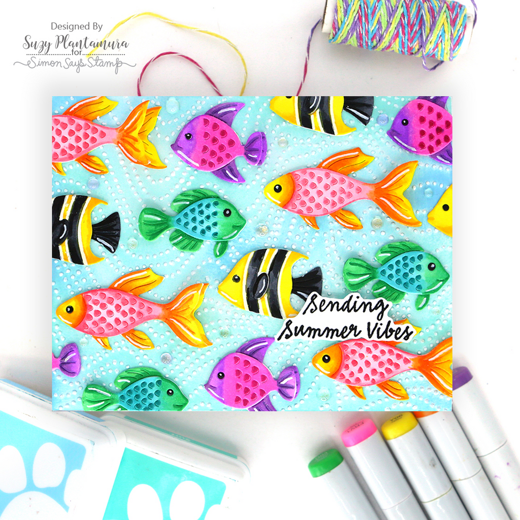 Simon Says Stamp Fun Fish Wafer Dies s1170 Shine On School of Fish Summer Vibes Card Suzy Plantamura | color-code:ALT04
