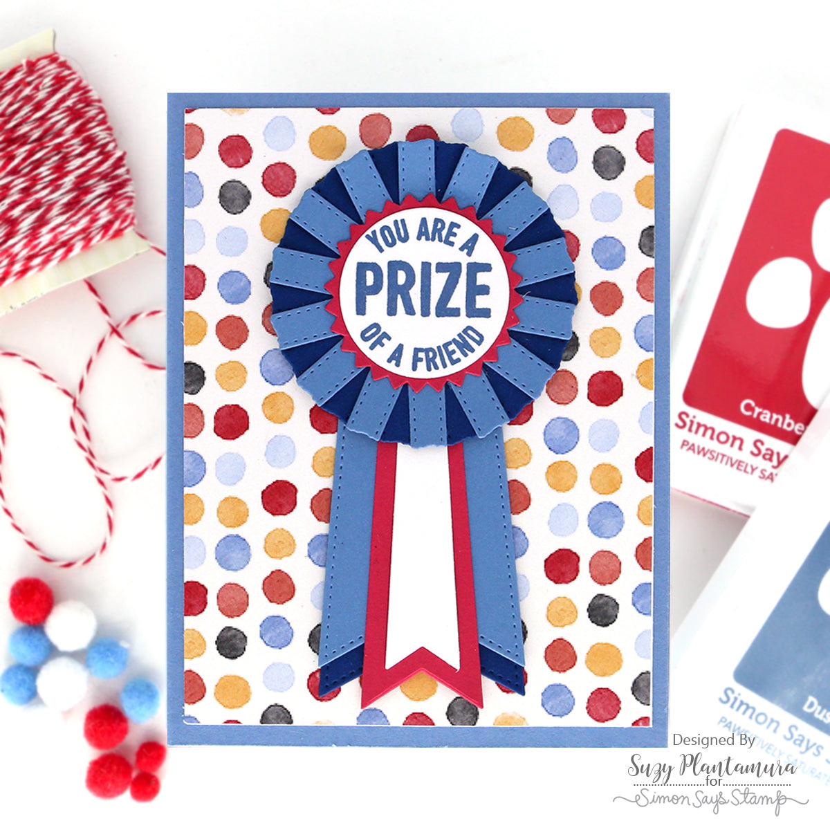Simon Says Stamp Fun and Games Card Panels ssp1037 Prize Ribbon Friend Card Suzy Plantamura | color-code:ALT05