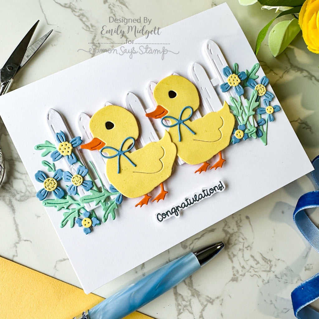 Simon Says Stamp Garden Fence Wafer Dies 1517sdc In My Heart Ducky Congrats Card | color-code:ALT04