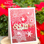 Simon Says Stamp Gina K Designs Christmas Star Flakes in July Stamps Dies Stencils Embossing Folder and Ink Barbara Tarayao Red and White Winter Card | color-code:ALT11