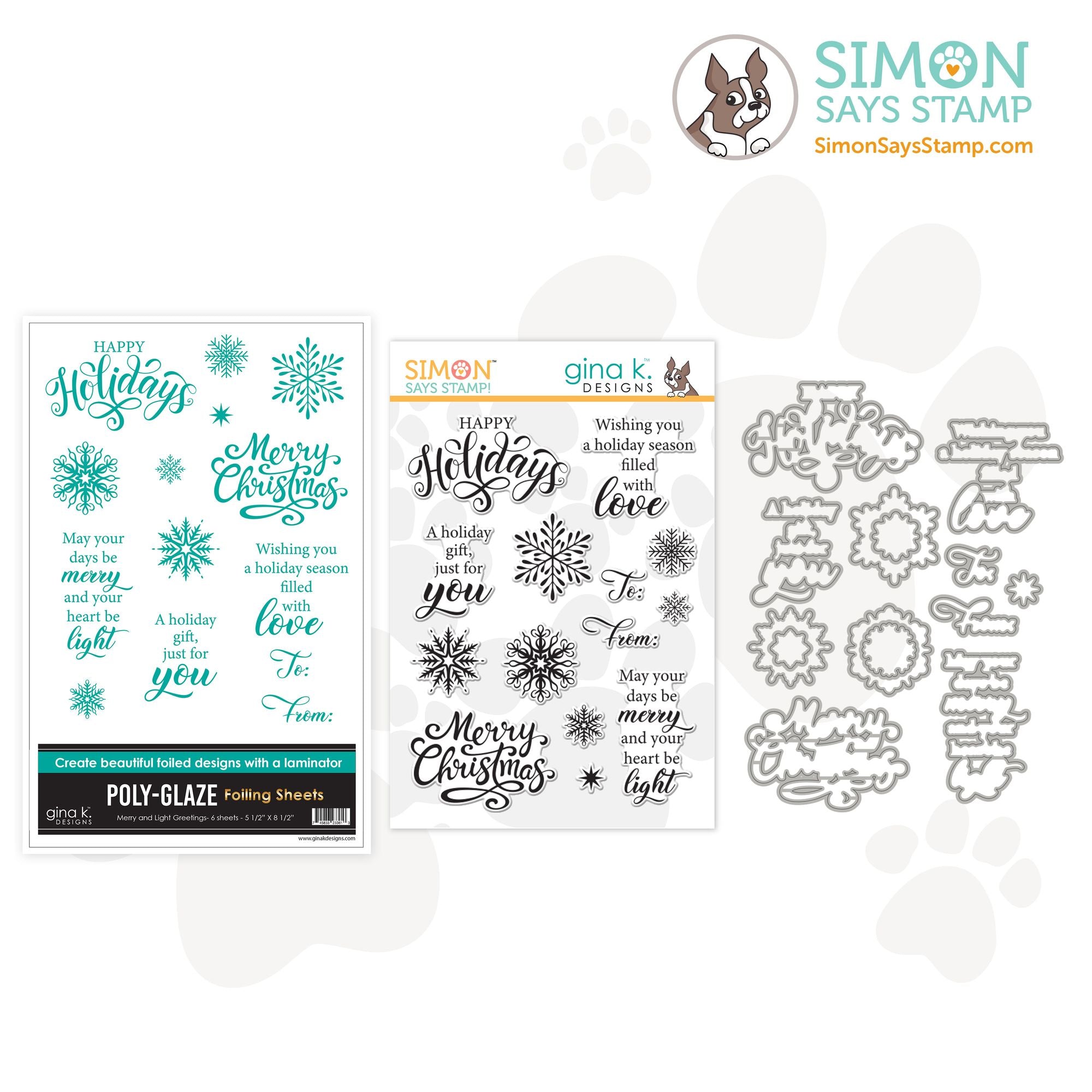Simon Says Stamp Gina K Designs Merry and Light Stamps Dies and Poly-Glaze