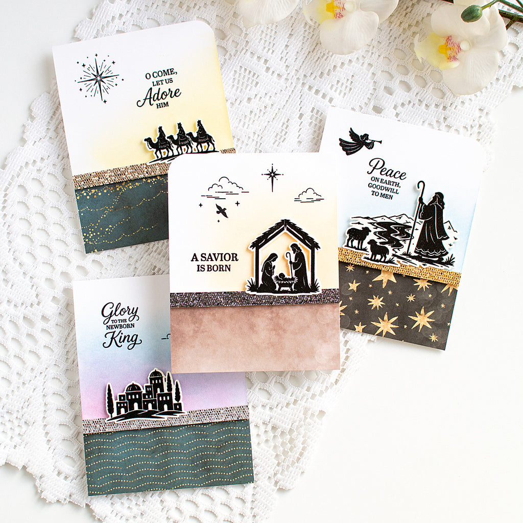 Simon Says Stamp Glory to the Newborn King Wafer Dies 1827sdc Heather Hoffman Sacred Christmas Card Set