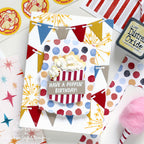 Simon Says Stamp Grandstand Labels Wafer Dies 1700sd Poppin' Birthday Card Shari Carroll | color-code:ALT01