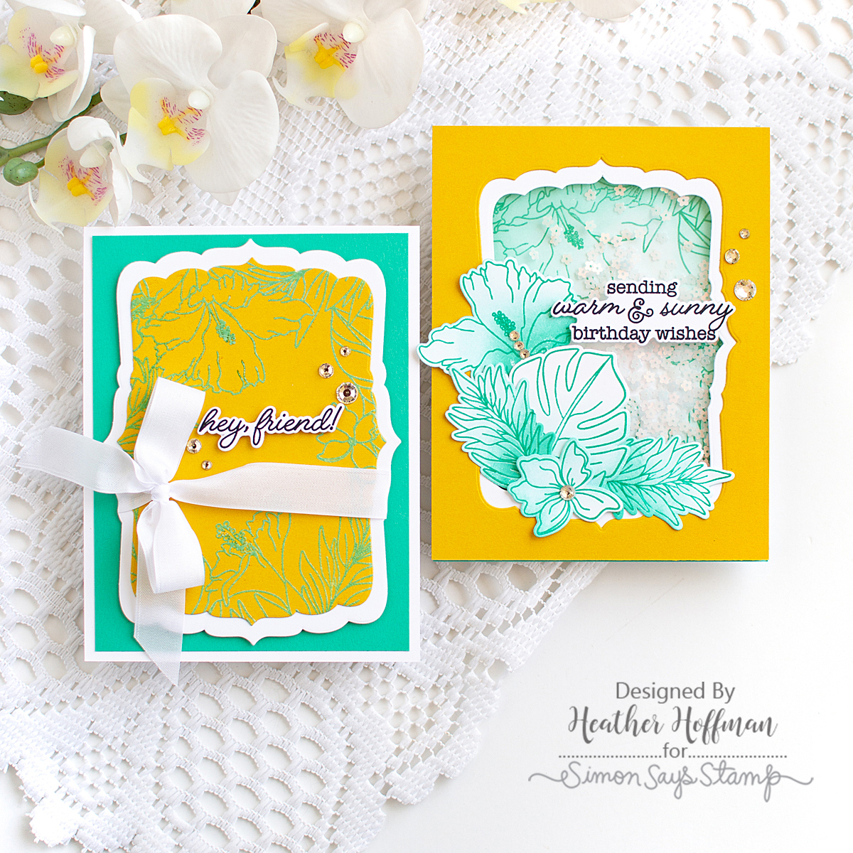Simon Says Stamp Grandstand Labels Wafer Dies 1700sd Tropical Card Duo Heather Hoffman | color-code:ALT02