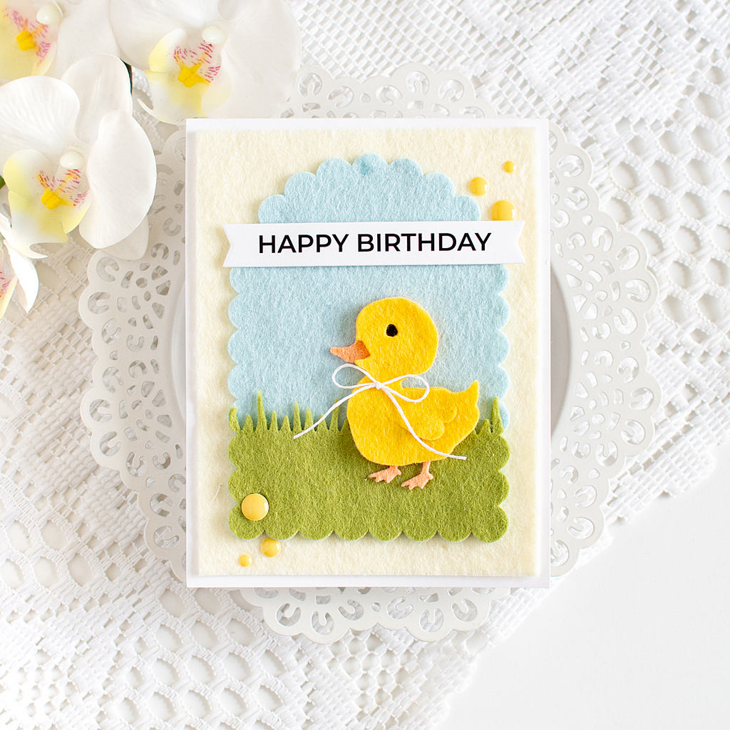 Simon Says Stamp Grassy Edges Wafer Dies sssd111923 Felt Duckling Birthday Card Heather Hoffman | color-code:ALT01