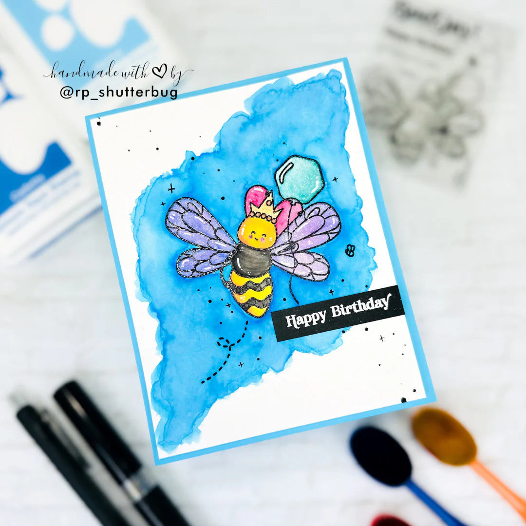 Simon Says Stamp Happy Bee Day Wafer Dies 1015sdc Shine On Revati Panekar Blue Background Card