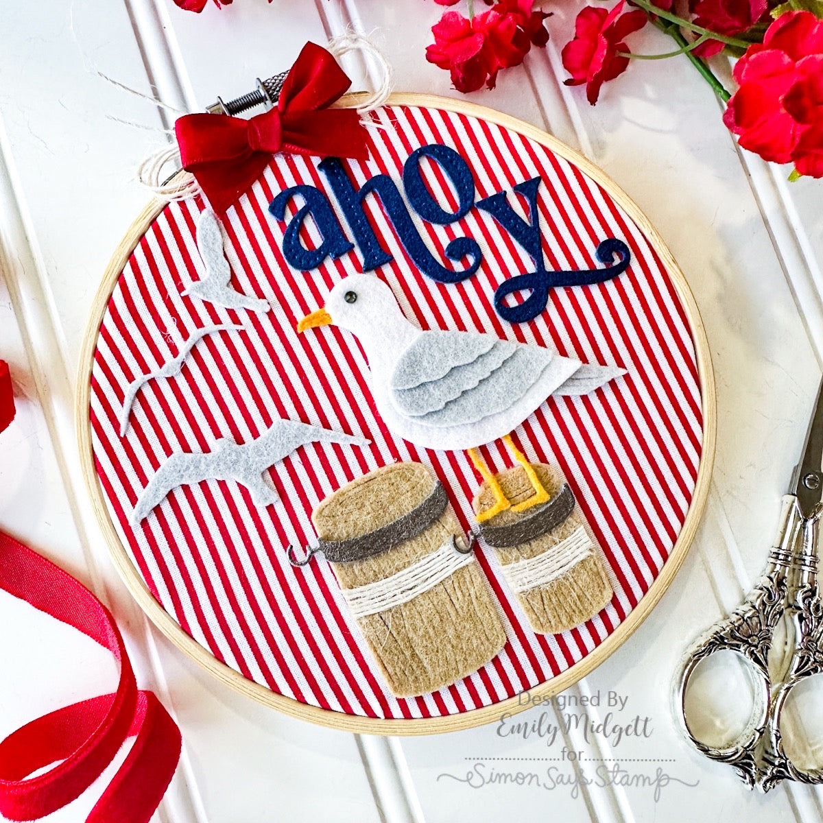 Simon Says Stamp Happy Seagull Wafer Dies s1173 Shine On Summertime Seagull Hoop Decor Emily Midgett