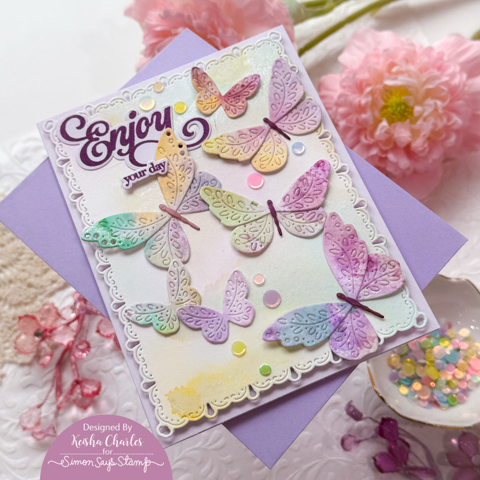 Simon Says Stamp In My Heart Collection I Want It All Stand Alone Dies set1209sa Flourish Butterfly Trio
