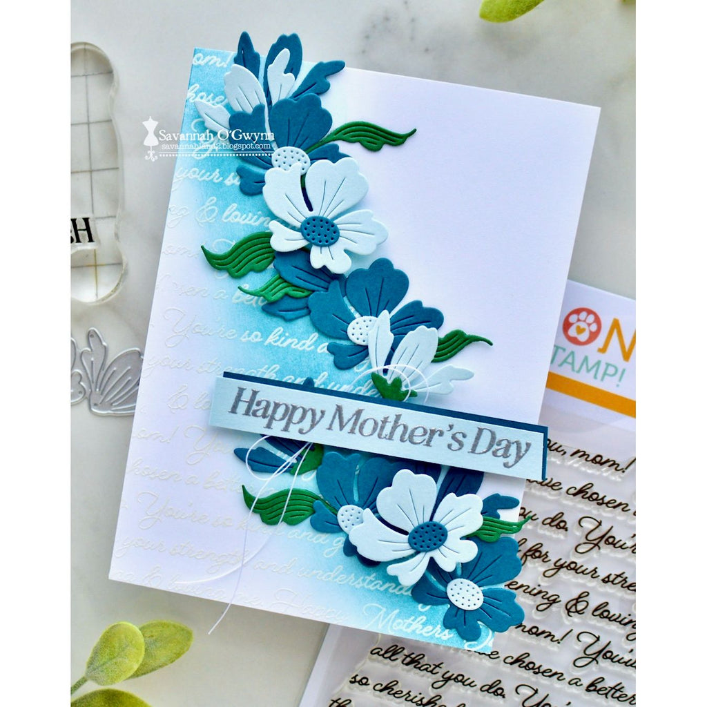 Simon Says Stamp Jaunty Stem Wafer Dies s1096 In My Heart Blue Floral Mother's Day Card | color-code:ALT05