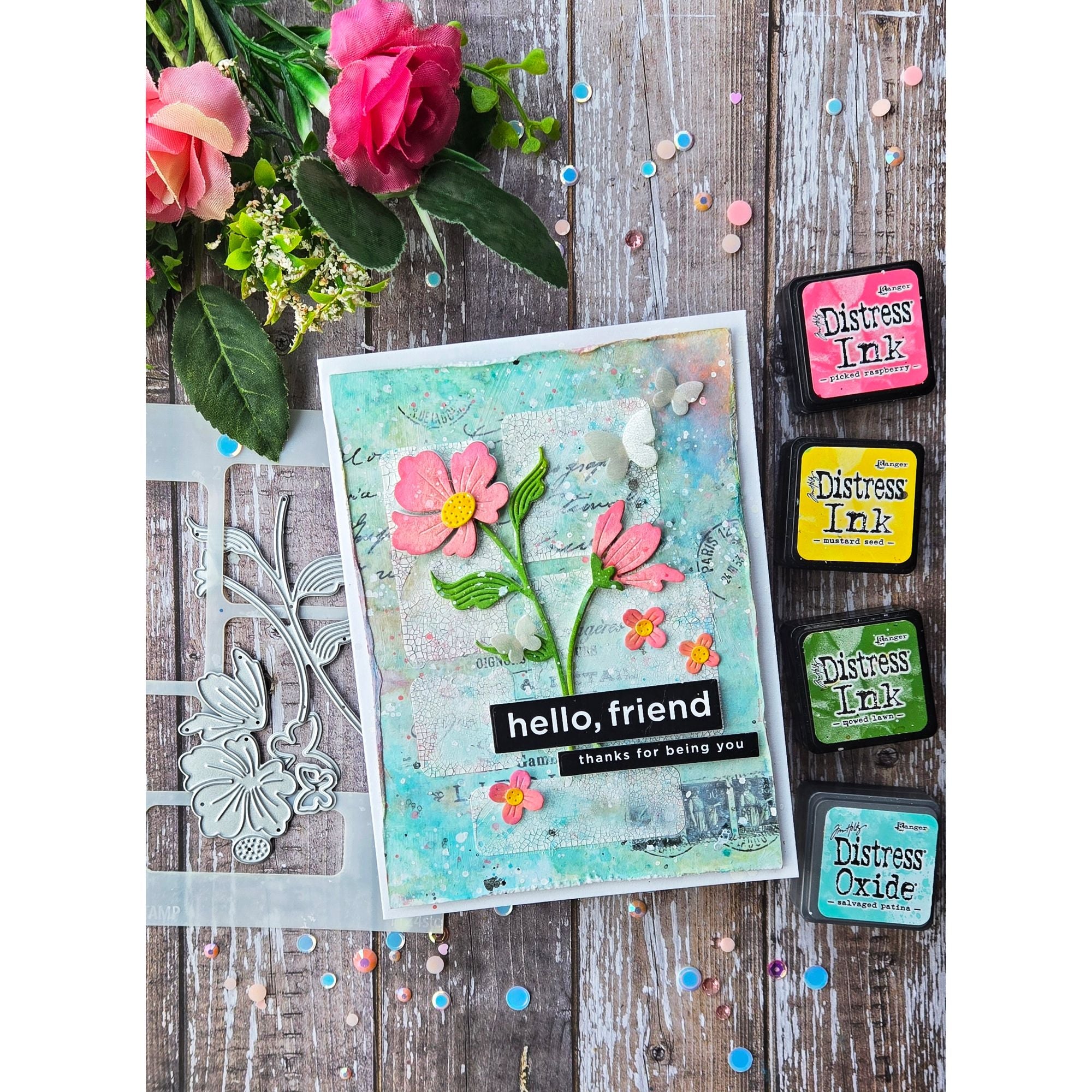 Simon Says Stamp Jaunty Stem Wafer Dies s1096 In My Heart Floral Friend Card