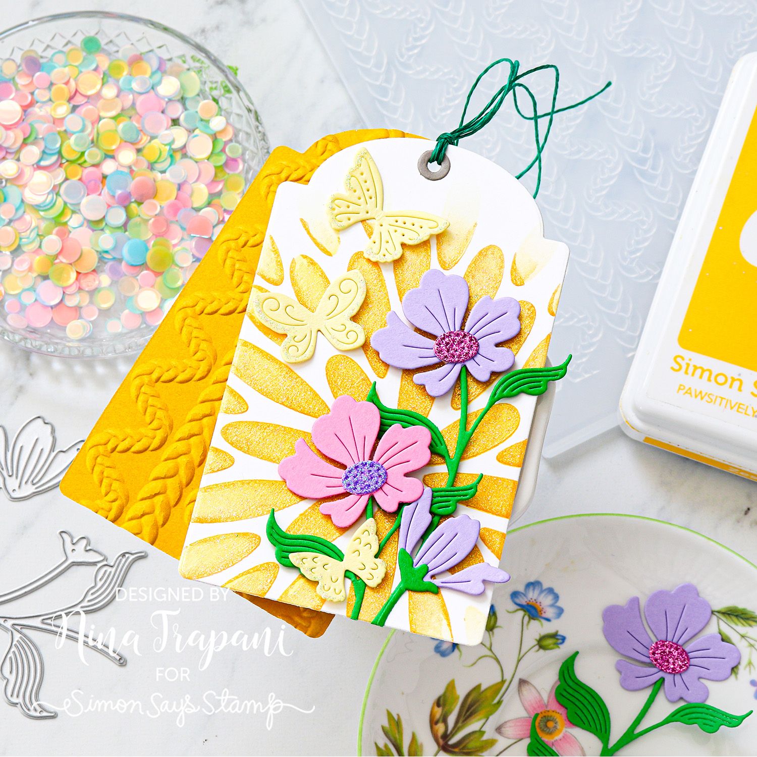 Simon Says Stamp Jaunty Stem Wafer Dies s1096 In My Heart Floral Tag