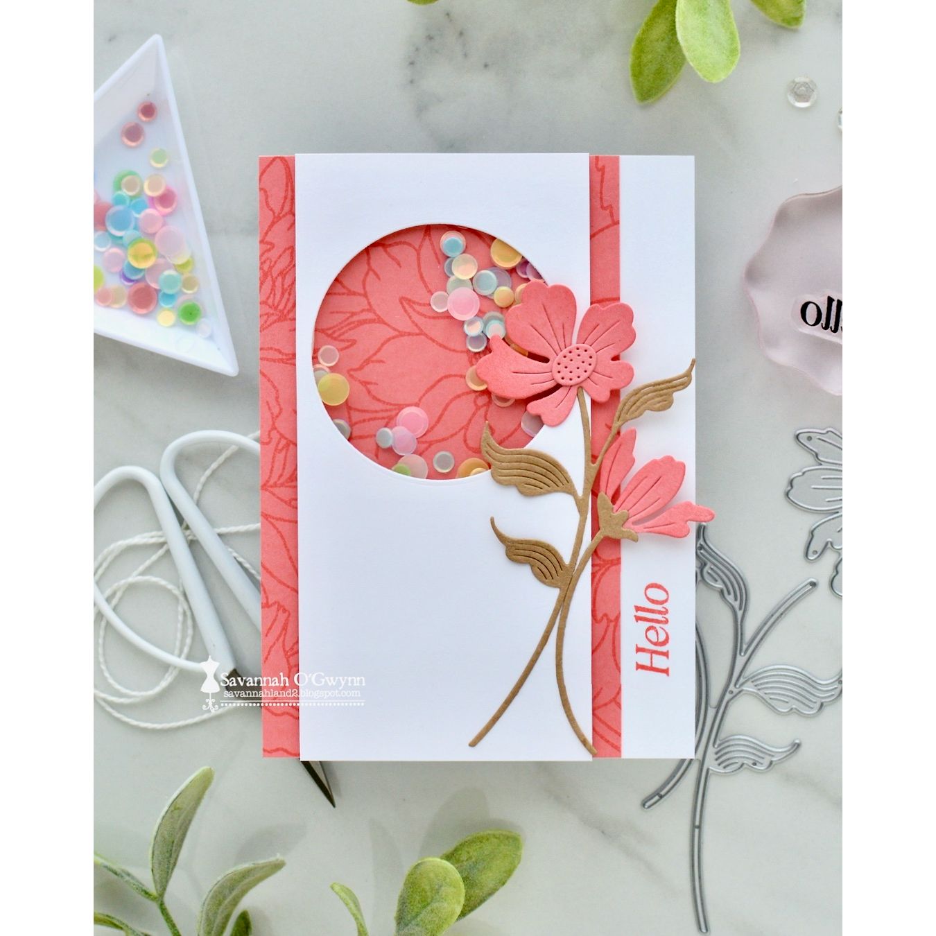 Simon Says Stamp Jaunty Stem Wafer Dies s1096 In My Heart Peachy Hello Card | color-code:ALT07