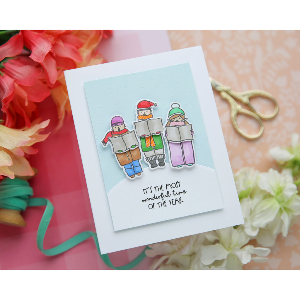 Simon Says Stamp Jolly Season Wafer Dies 1833sdc Laura Bassen Trio of Christmas Carolers Card