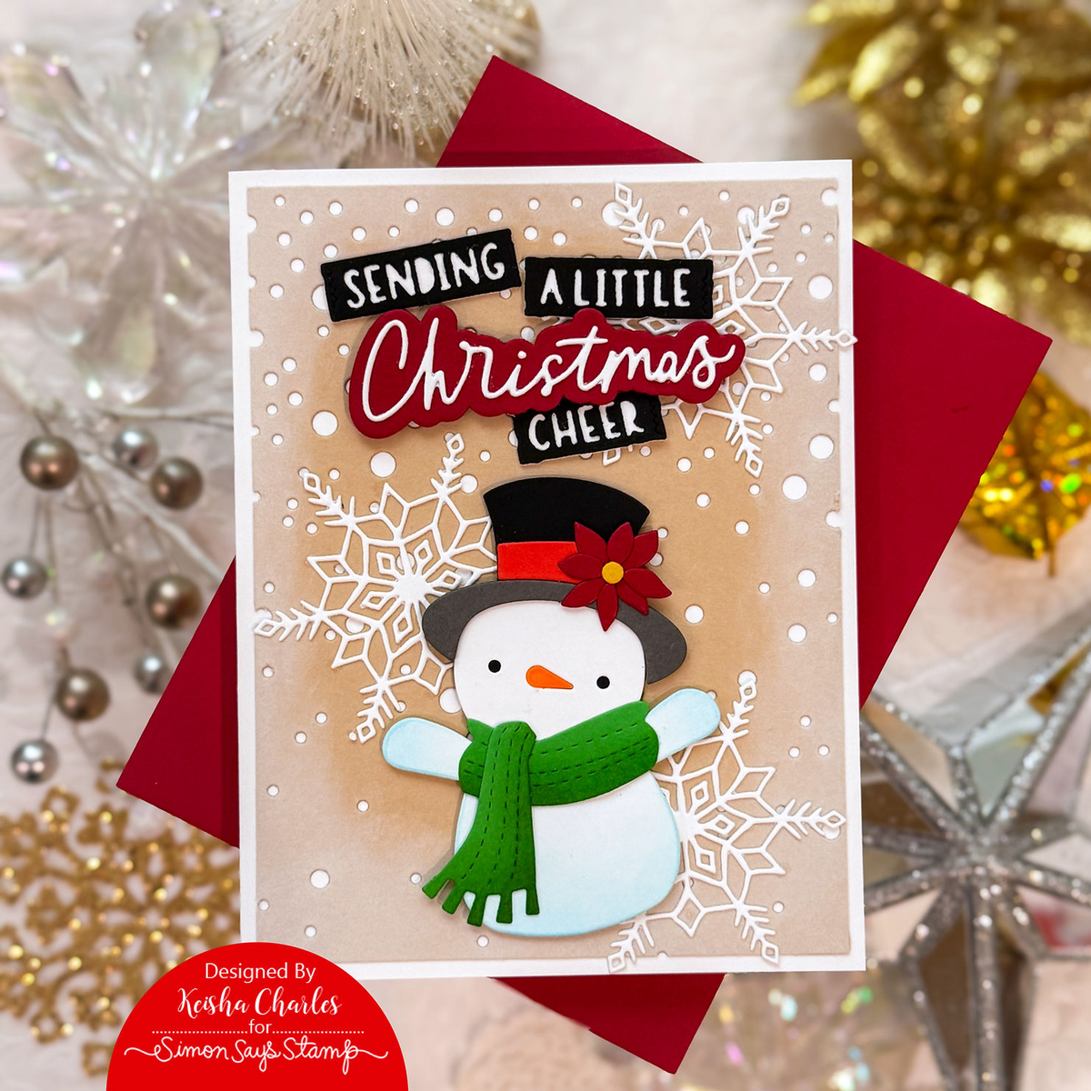Simon Says Stamp Joyful Snowman Wafer Dies s1216 Sending Cheer Keisha Charles Cute Wintry Holiday Card | color-code:ALT03