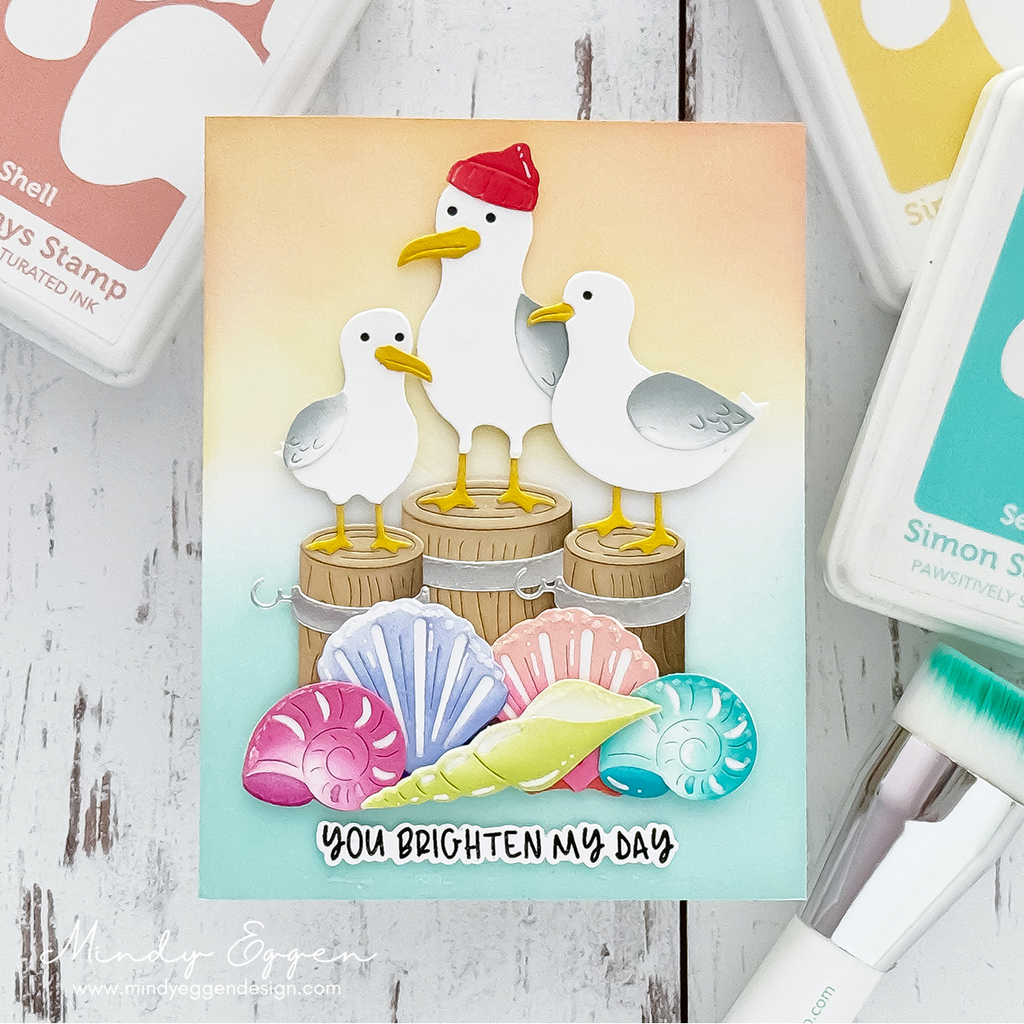 Simon Says Stamp Large Shading Brush st0211 Shine On Silly Seagulls Day Brightener Card Mindy Eggen