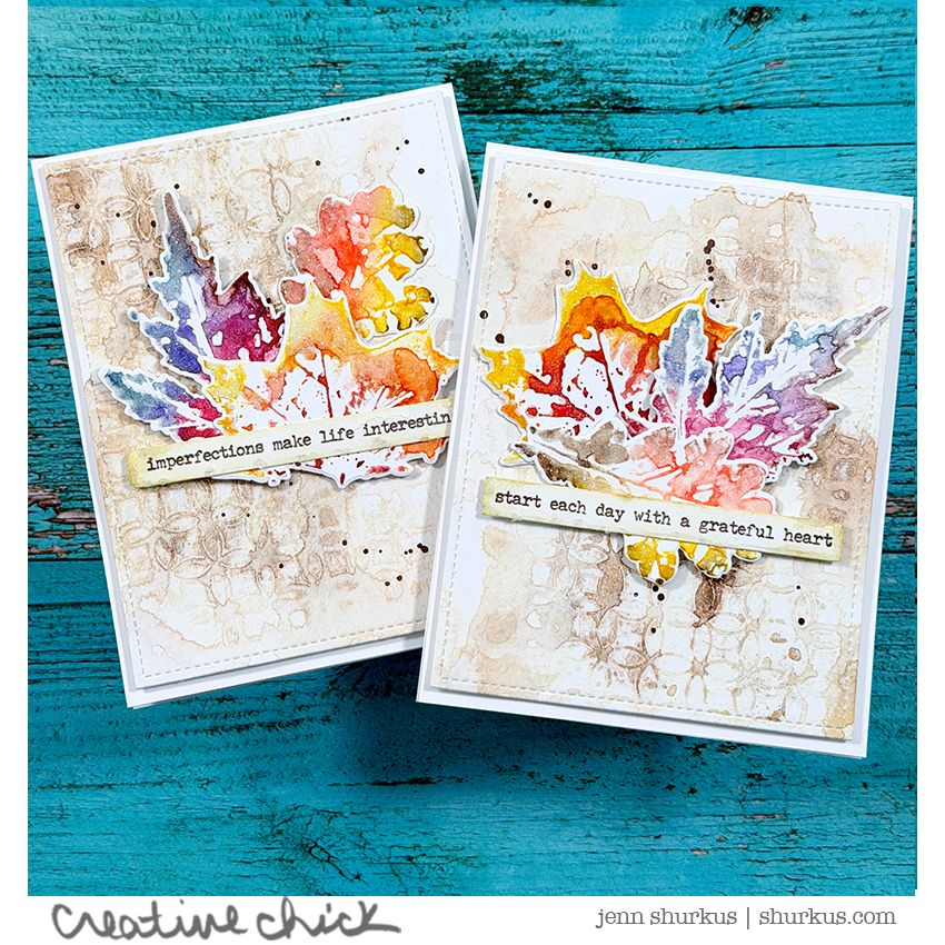 Simon Says Stamp Leaf Prints 2 Wafer Dies 450sss Jenn Shurkus Watercolor Autumn Leaves Cards