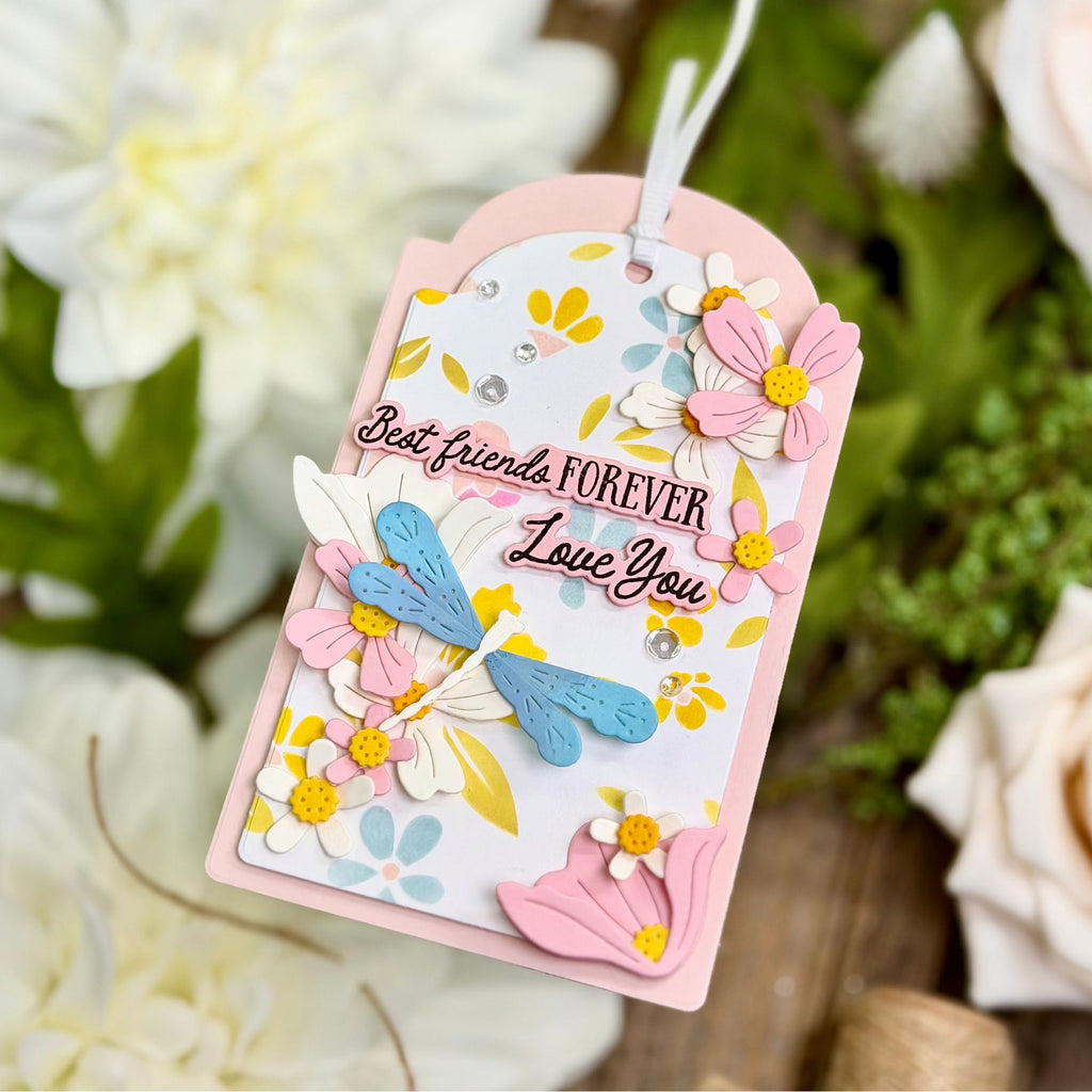 Simon Says Stamp Leafdance Flowers and Frame Wafer Dies s1129 Every Happiness Joe Sysavath Dragonfly Tag