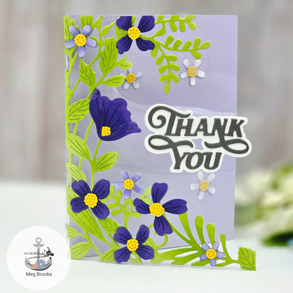 Simon Says Stamp Leafdance Flowers and Frame Wafer Dies s1129 Every Happiness Meg Brooks Acrylic Thank You Card