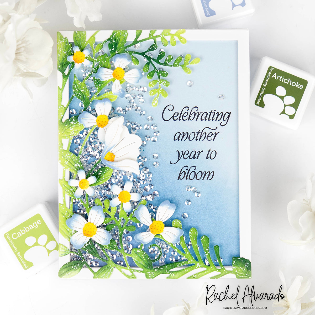 Simon Says Stamp Leafdance Flowers and Frame Wafer Dies s1129 Every Happiness Rachel Alvarado Another Year to Bloom Card