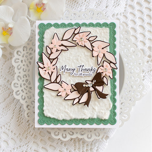 Simon Says Stamp Leafy Wreath Wafer Dies 1712sdc Sending Cheer Heather Hoffman Cozy Autumn Wreath Thanks Card | color-code:ALT02
