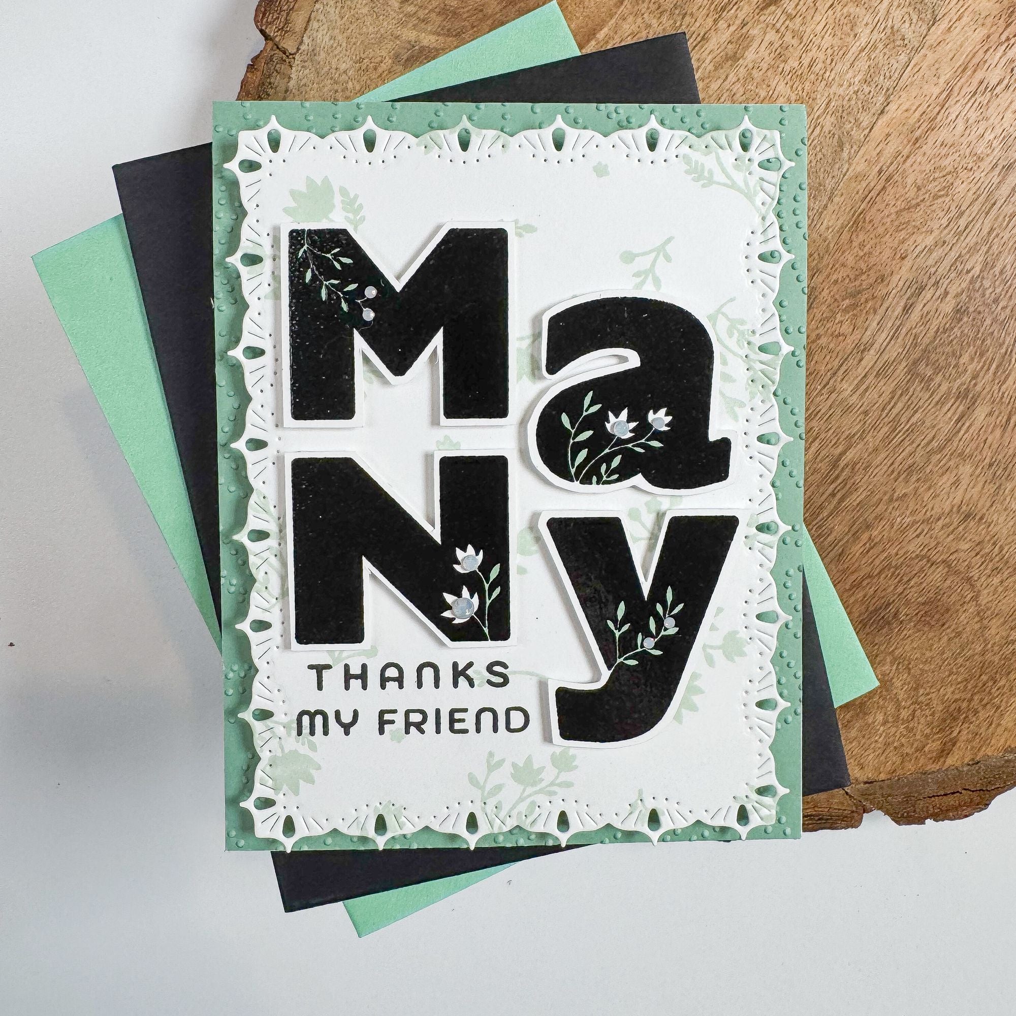 Simon Says Stamp Lettered Many Thanks Wafer Dies 1595sdc Shine On Thanks My Friend Card Kristin Sluhan