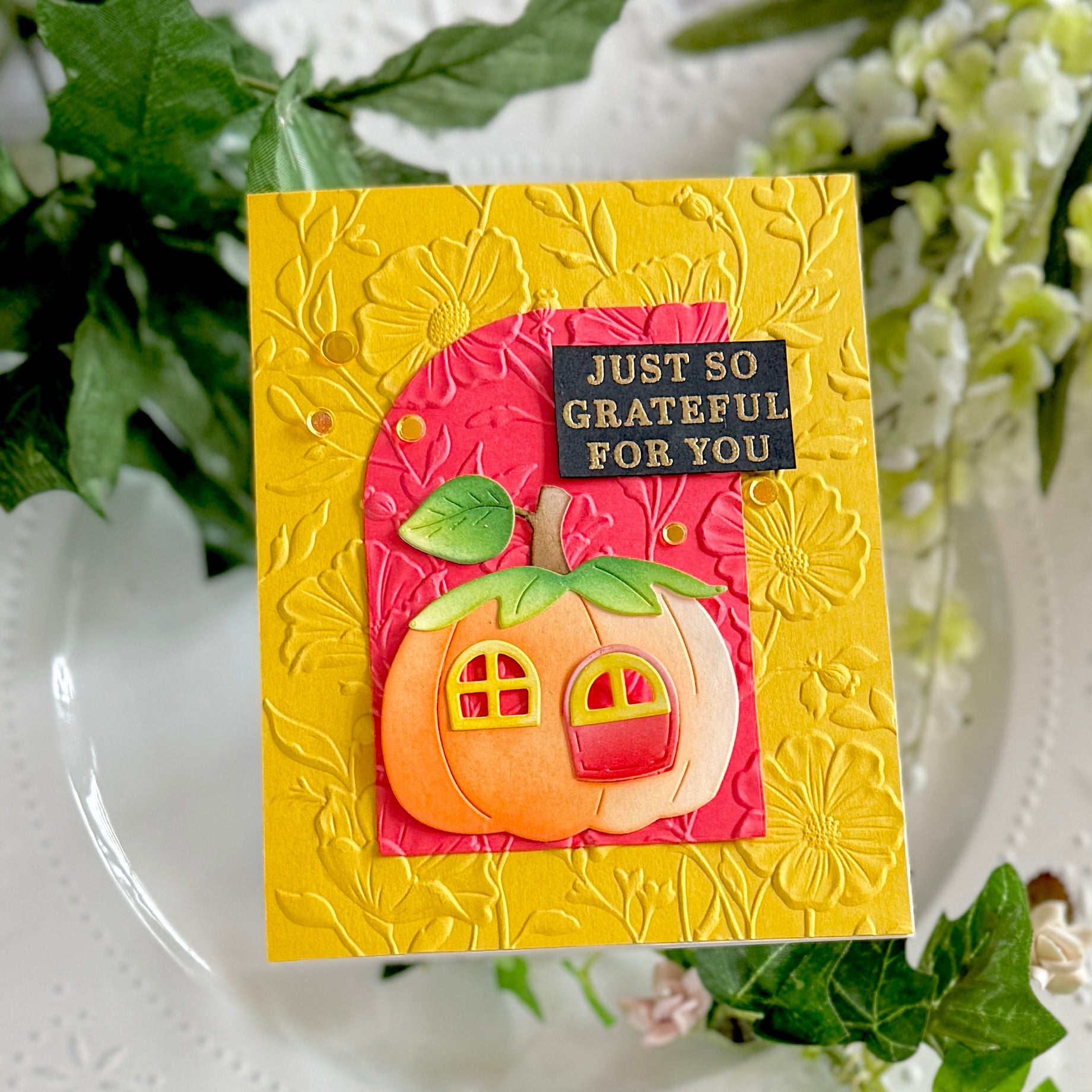 Simon Says Stamp Little Pumpkin House Wafer Dies s1178 Stamptember Carol Kailash Naidoo Grateful Card