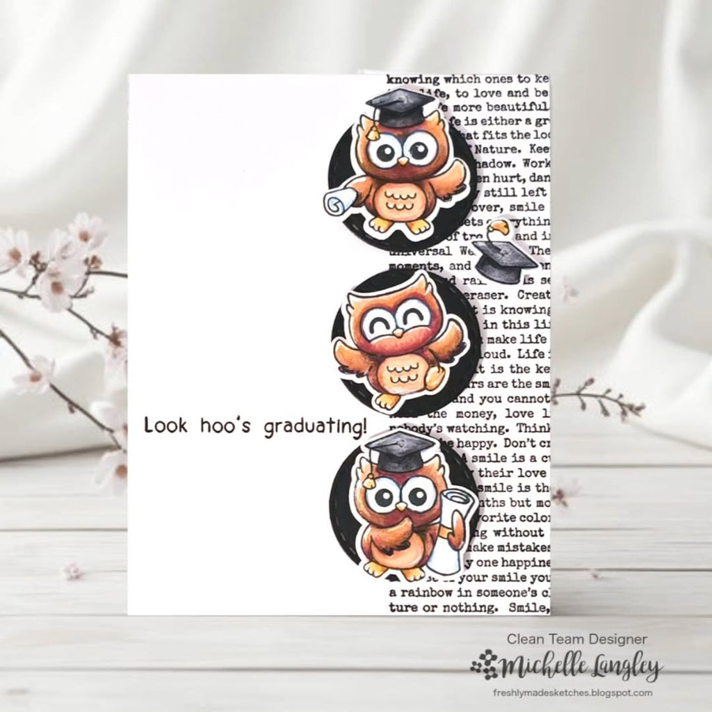 Simon Says Stamp Look Hoo's Graduating Wafer Dies 1649sdc Owl Graduation Card Michelle Langley