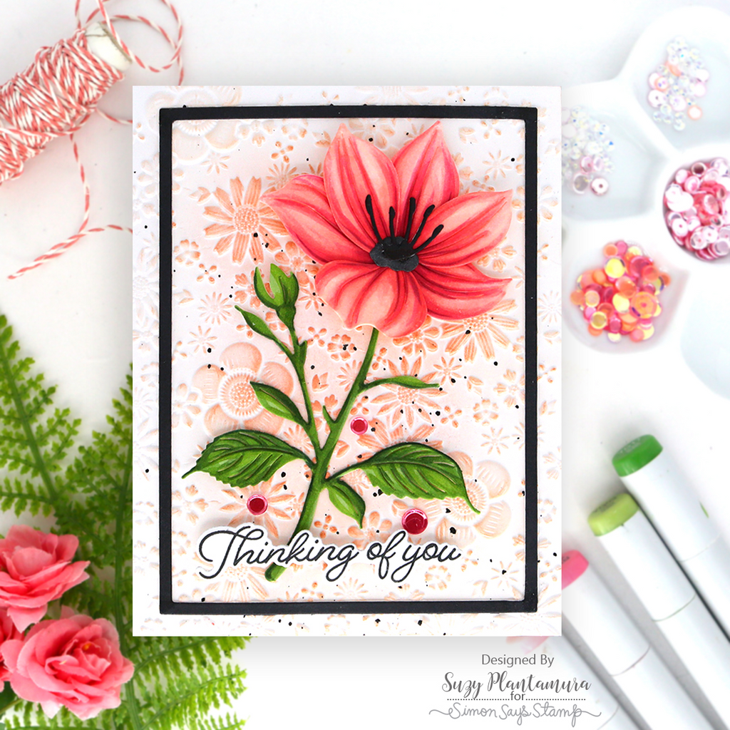 Simon Says Stamp Luna Flower Wafer Dies s1136 Always There Coral Flower Thinking of You Card Suzy Plantamura | color-code:ALT05
