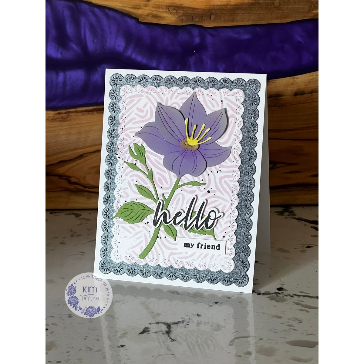 Simon Says Stamp Luna Flower Wafer Dies s1136 Always There  Hello Card Kim Taylor