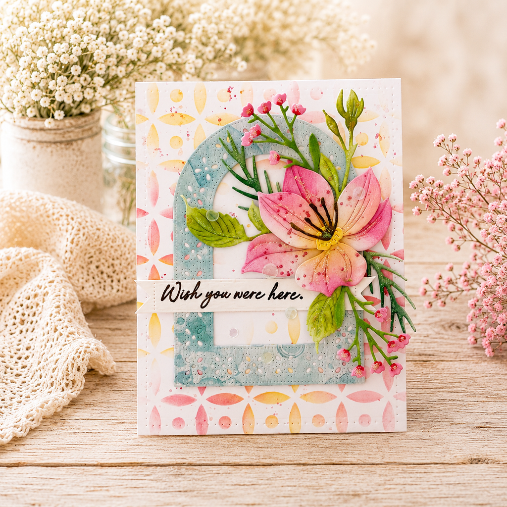 Simon Says Stamp Luna Flower Wafer Dies s1136 Always There Wish You Were Here Card Melissa Phillips