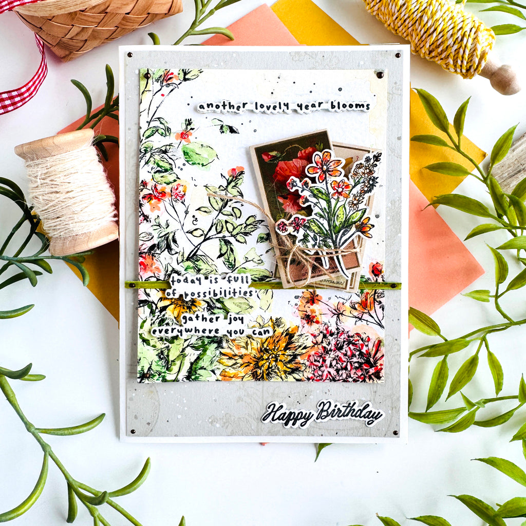 Simon Says Stamp Made to Flourish Wafer Dies 1738sdc Bobbi Lemanski Fresh Vintage Birthday Card
