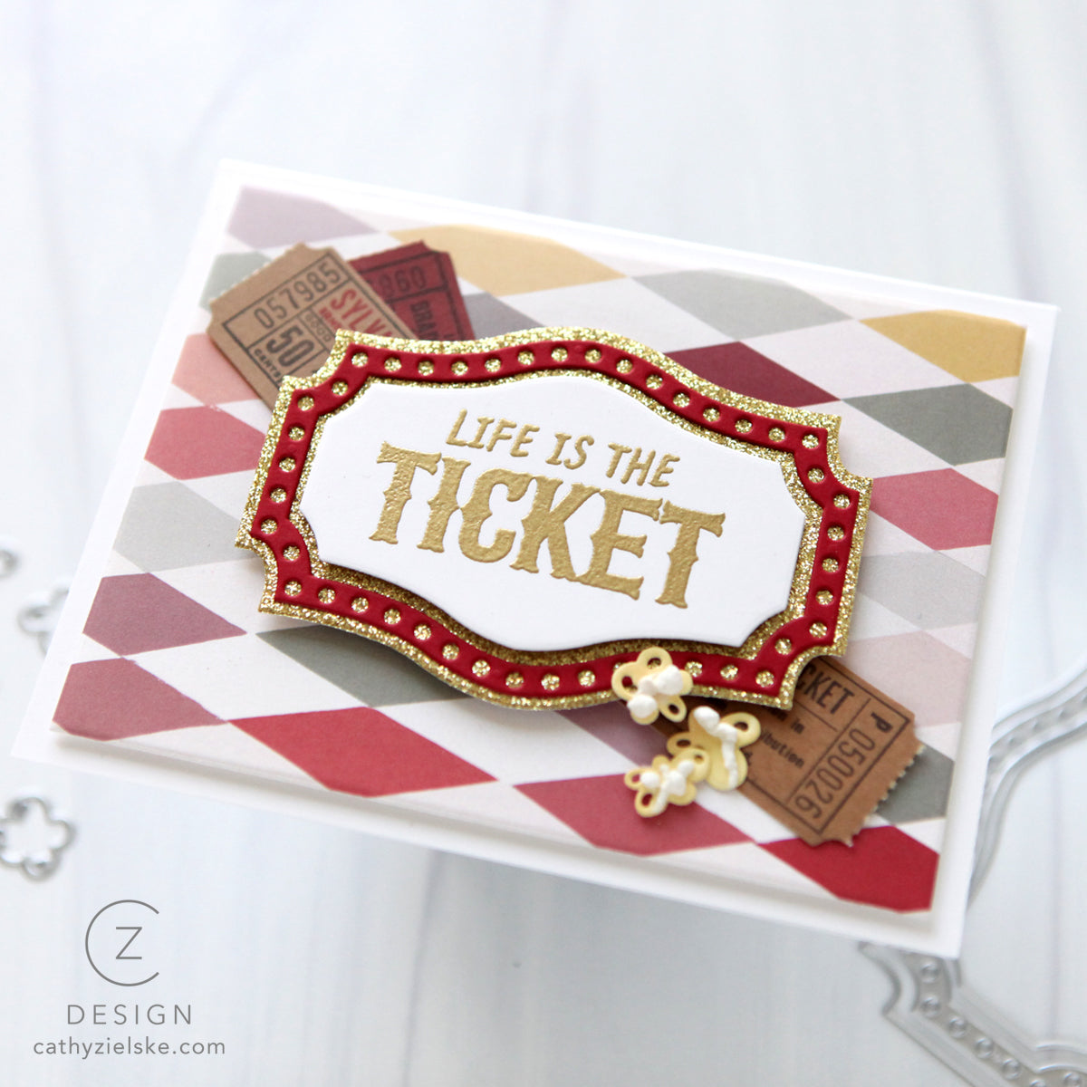 Simon Says Stamp Marquee Sign Wafer Dies 1695sd Life Is the Ticket Card Cathy Zielske | color-code:ALT01