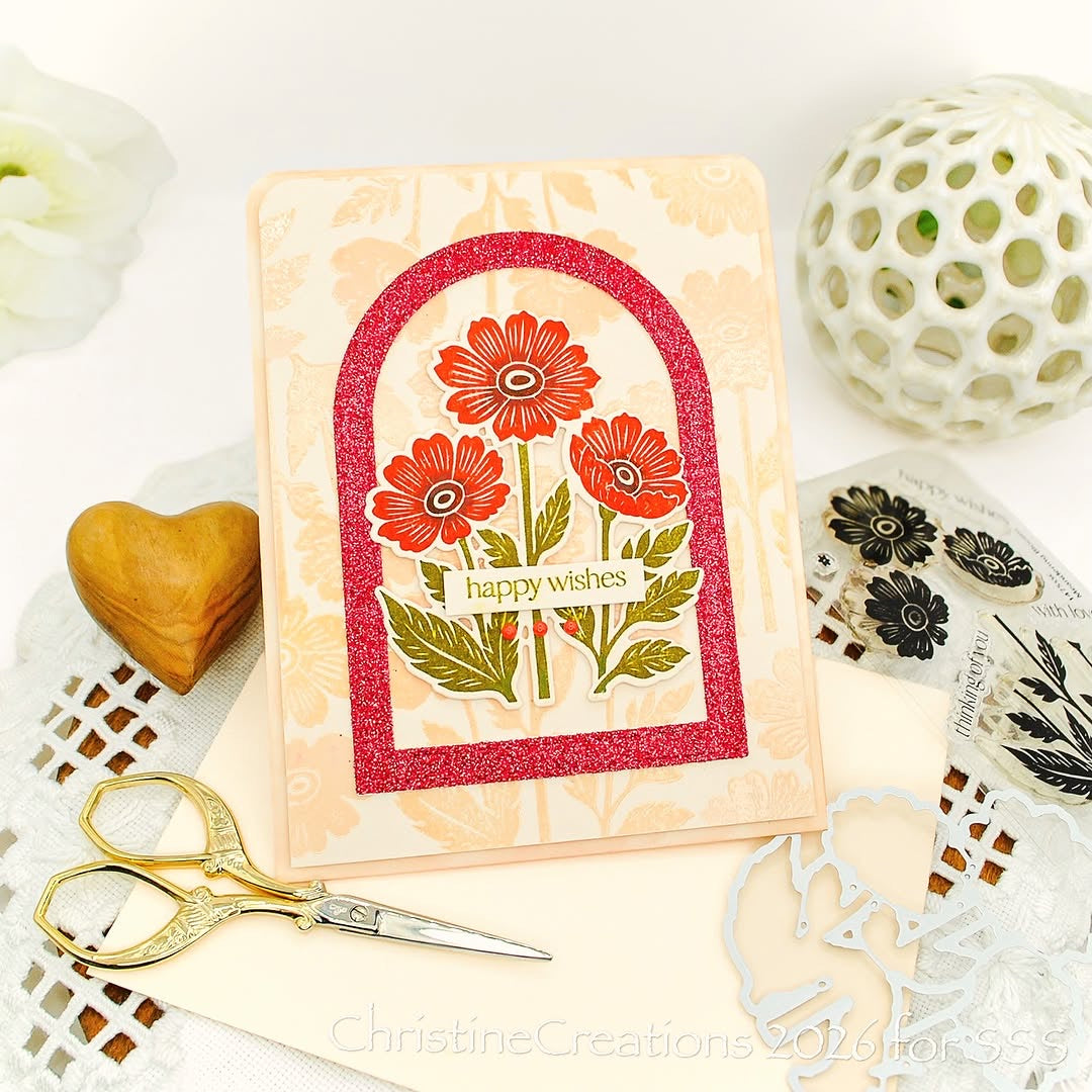 Simon Says Stamp Meandering Blooms Wafer Dies 1753sdc Happy Wishes Flowers Card Christine Okken