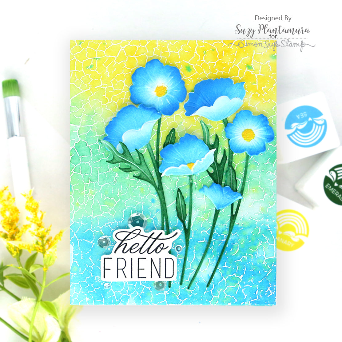 Simon Says Stamp Morning Glory Vibes Wafer Dies 1660sdc Suzy Plantamura Bright Flowers Friend Card