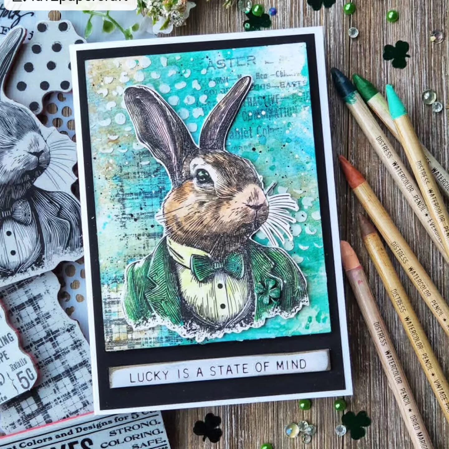 Simon Says Stamp Mr. Rabbit Wafer Dies sss478 Lucky Is a State of Mind Card